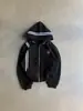 Sudadera tipo chaqueta con cremallera, manga larga, diseño a rayas bordado, estilo Y2K, sudadera con capucha retro, ropa urbana de moda