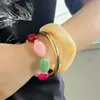Set retro de resina de tres piezas transfronterizo, pulsera de cuentas color block, moderna y única para mujer, accesorio de pulsera geométrico en capas