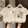 Camiseta de Verão de Manga Curta para Meninos 100% Algodão 2025 Nova Infantil Média e Grande Verão Meninos Solta Estilo Ins Manga Curta