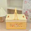 Caixa de Armazenamento Dobrável de Desenho Animado Cesta Bolsa Estilo Acampamento ao Ar Livre Cesta de Armazenamento para Lanches Frutas Carro Caixa de Organização para Casa Dormitório