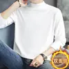 Novidades Outono e Inverno Meia-Gola Alta Dupla Face Lã Gola Redonda Slim Fit Camada de Base Quente Casual Camada de Base Top Casual