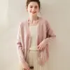 Cárdigan de Cachemir Tejido Suave, Ceroso y Versátil para Mujer, Manga Larga, Cuello en V, Manga Raglán Gruesa, Chaqueta de Moda Versátil, Cálido