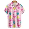 Camisa Nueva Europea y Americana Transfronteriza Pato Amarillo Impresión Digital 3D Casual Hawaiana de Manga Corta con Cuello