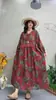 Vestido Largo de Algodón y Lino con Estampado Floral de Retazos y Encaje, Manga Larga, Corte A Holgado y Adelgazante, Nuevo Vintage Otoño 2026