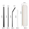 Amazon transfronterizo acero inoxidable 304 pajilla color titanio plateado café té de leche bebida pajilla metálica extendida juego