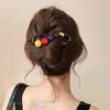 Pinza de pelo retro minimalista para mujer, pinza de torsión con cuentas para la parte trasera de la cabeza, accesorio para el pelo de clip recto estilo ins con ambiente café con leche
