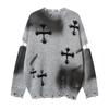 Suéter con Cuello Redondo y Diseño de Chorro de Pintura Ripstop Nacional Sentido de la Moda Otoño Nuevo Unisex Holgado Nicho Tejido