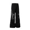 3054 Estilo Americano Retrô 2024 Tendência Street Heavy Industry Padrão Espinhoso Bordado Design Solto Calça Jeans Masculina