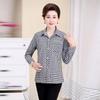 Camisa Plaid de Manga Longa para Outono Feminina, Cardigã Solto, Top Estilo Mãe, Camisa Casual, Camisa Tendência para Mulheres de Meia-Idade e Idosas