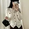 Cárdigan de Punto Trenzado Cuello Redondo 100% Lana para Mujer Otoño/Invierno 2026 Nuevo Suelto Prendas de Punto Reductoras de Edad Ropa de Abrigo Top