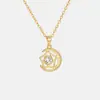 Nuevo Collar de Moda Casual con Zirconia Microincrustada de Estrella y Luna Mitológica, Sensación de Lujo Ligero y Gama Alta, Joyería de Cadena para Clavícula de Luna para Mujer