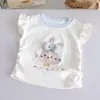 Camiseta de Manga Corta Linda de Dibujos Animados para Niñas 26 Nuevo Estilo de Verano Moda Chaleco de Mangas Cortas Voladas con Estampado de Conejo Top 3
