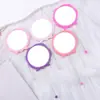 Espejo Pequeño de Flor Rosa Retro Estilo Europeo con Cuentas DIY, Espejo de Maquillaje de Belleza, Espejo de Mango, Espejo Portátil para Retoques de Maquillaje