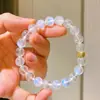 Hielo a través de pulsera básica de pulsera de piedra lunar azul natural de 8 mm
