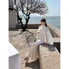 Cubierta sexy de gasa francesa de verano para protección solar + Vestido largo bodycon de un hombro que ajusta la cintura para adelgazar para mujer