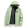 Chaqueta con capucha tres en uno para pareja, para exteriores, de otoño e invierno, con forro de plumón desmontable, uso versátil tanto para hombres como para mujeres