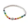 Pulsera de Cara Sonriente con Cuentas Arcoíris para Niñas 2025 Nuevo Diseño Pulsera de Mejor Amiga Verano Lujo Ligero Versátil Pulsera Linda