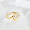 Design geométrico europeu e americano sentimento gota anel de diamante personalidade da moda simples anel de aço de titânio mulheres não desbotam atacado Coringa