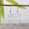 Brincos Estilo Étnico Retrô, Exagerados Estilosos, Brincos com Franjas de Borboleta Estilo Nacional, Viagem de Férias em Yunnan, Brincos Estilo Xizang para Mulheres
