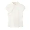 Comercio Exterior Ropa de Mujer 2026 Moda Europea y Americana Camisa de Satén de Seda de Manga Corta Ajustada con Decoración de Botones Laterales para Mujer E26318