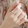 Anillo abierto de dedo índice para mujer, elegante, moderno, estilo coreano, con diamantes, hojas retorcidas, flor Ruyi