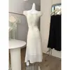 Shisanxing~Vestido Largo de Lunares 2026 Verano Nuevo Estilo Volantes Cuello en V Diseño de Corbata Vestido Adelgazante