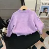 Suéter superior para niñas otoño e invierno 2026, cárdigan de punto estilo coreano con un lazo, cárdigan suéter versátil para exteriores