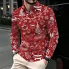 Camisa POLO Casual Masculina de Manga Longa com Lapela, Transfronteiriça Europeia e Americana, Top de Personalidade para Festa de Festival de Natal