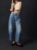 Moda casual europea y americana transfronteriza Pantalones elásticos holgados de pierna ancha para mujer Cintura media Vaqueros lavados