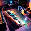 Tapete 3D Colorido Visual Quente para Sala de E-sports Tapete Decorativo para Internet Café Série Estilo Cyberpunk Tapete para Sala de Estar