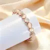Pulseira Geométrica Dourada Estilosa com Pedra Olho de Gato Redonda em Ouro Rosa Popular Transfronteiriça Embalada Individualmente