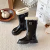 Botas para Niña 2026 Nuevas Botas de Algodón Engrosado con Felpa para Invierno Niños Medianos y Mayores Botas de Cuero Estilo Británico Botas Largas para Niños