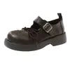 Sapatos Mary Jane Rasos Estilo Britânico Retrô para Mulheres, Novo da Primavera de 2026 Bico Redondo Versáteis Sapatos de Couro Estilo Francês com Sola Grossa