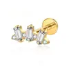 Brincos de Titânio Zeming com Galvanoplastia a Vácuo de Ouro 18K com Cravação de Zircônia e Tarraxas de Osso com Rosca Interna