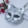Máscara Facial de Gato de Halloween Plástico Antiguo Retro Placa Ligera Máscara de Media Cara Accesorios para Fiesta de Venecia Baile de Graduación Disfraz