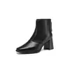 Botines Chelsea de punta cuadrada para mujer, botines retro versátiles para otoño e invierno, de tacón alto, de una sola capa, botines de estilo francés, botas de tacón grueso para mujer, botines individuales