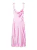 Comercio Exterior Transfronterizo Ropa de Mujer Verano 2026 Nuevo Estilo Europeo y Americano Satén de Seda Tirantes Lazo Vestido Midi 2860342