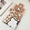 Bolsa de Compras Tejida Autorizada Genuina de Sanrio Hello Kitty Estampado de Leopardo Plegable Portátil Bolsa de Gran Capacidad Bolso de Hombro