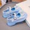 2026 Nuevos Zapatos de Princesa Elsa para Niñas Cristal Primavera y Otoño Suela Suave Zapatos Individuales Elegantes Zapatos de Cuero con Luces para Niñas Pequeñas