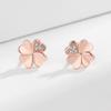 S925 prata esterlina micro-incrustado trevo brincos das mulheres zircão japonês e coreano elegante brincos de grama da sorte orelha jóias de uma peça entrega