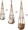 Maceta Colgante Transfronteriza Cesta Colgante Bolsa de Red para Jardinería Cesta Colgante de Cuerda de Algodón Tejida a Mano Bolsa de Red Colgante para Plantas Verdes Sin Borlas