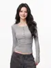 Camisa Base Botonada de Cuello Henry de Lyocell Tencel para Mujer, Nuevo Top Versátil de Manga Larga para Mujer para Otoño