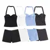 Novedad Verano 2026 Estilo Europeo y Americano Sexy Ajustado Top de Lunares Cuello Redondo 2180043 Pantalones de Cintura Alta 4661436