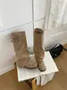 Hebilla de Cinturón Original 2026 Botas de Pantalón para Mujer, Nuevas Botas de Caballero Plegadas de Cuero Grueso para Primavera/Verano para Mujer
