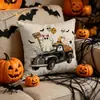 Set de Fantasmas de Halloween Funda de Almohada Decoración para Fiesta Festiva Poliéster Resistente a Manchas Cojín para Asiento Funda de Almohada para Sofá de Sala de Estar