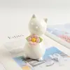 Adorno de Animal Gato de Cerámica con Flores, Linda Decoración de Animal para Escritorio, Adorno Pequeño, Manualidades Creativas para el Hogar Estilo Japonés