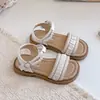 Sandálias Casuais Femininas de Verão 2026, Estilo Coreano, Modernas, Versáteis, Solado Macio, Antiderrapantes, Velcro, Pérola, Cor Sólida