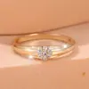 Bestseller internacional: anel de ouro de luxo leve com diamantes espalhados, simples e elegante, anel fechado compacto em forma de flor de zircônia