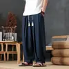 Pantalones de lino estilo chino para hombre, verano 2026, talla grande, modernos, de seda helada, transpirables, tipo harén, casuales