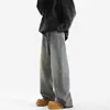 Jeans americano retrô lavado e desgastado masculino estilo primavera e outono 2025 nova marca da moda calças compridas largas de perna reta soltas